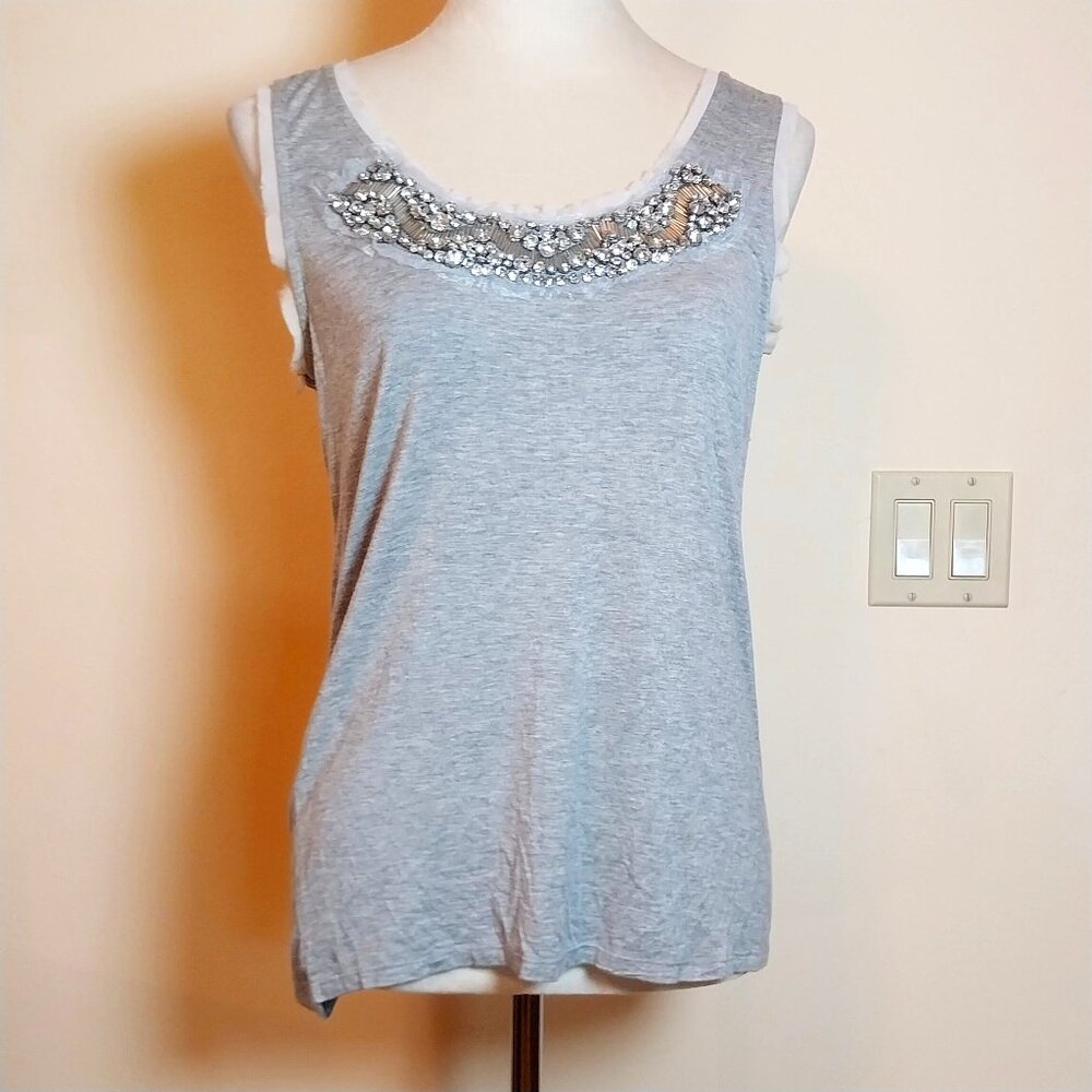 CARAPACE SIZE M  BEAD EMBELLISHED GRAY TANK TOP